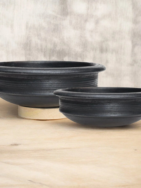 Ecocraft Black Clay Pot Combo Set of 2
