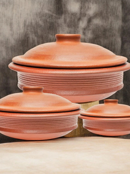Red Clay Pot Set with Lid (1,2,3 litres)