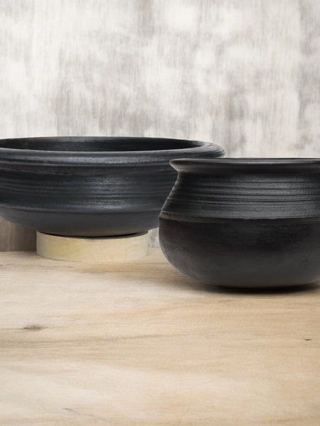 Ecocraft Black Clay Handi & Pot Combo – Set of 2