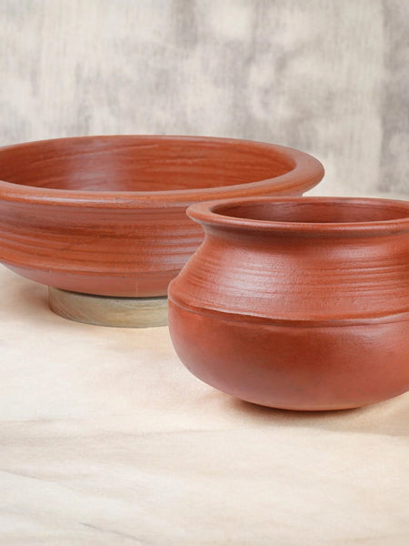 Ecocraft Red Clay Handi & Pot Combo – Set of 2