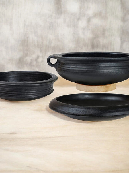 Ecocraft Black Clay Essentials – Pot, Kadai & Frypan Combo