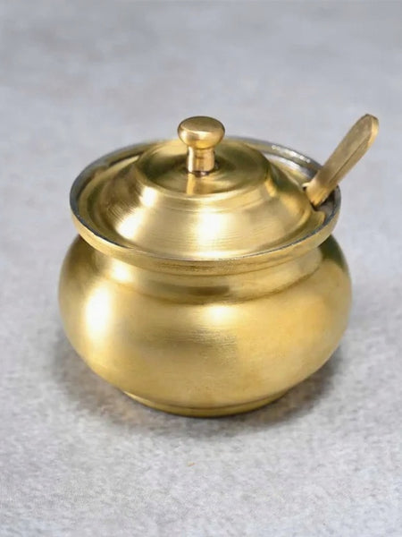 Premium Brass Ghee Pot Online – Traditional Design, Matte Finish
