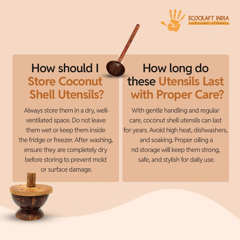Ecocraft India Coconut Shell Ladle – Natural, Organic & Handmade