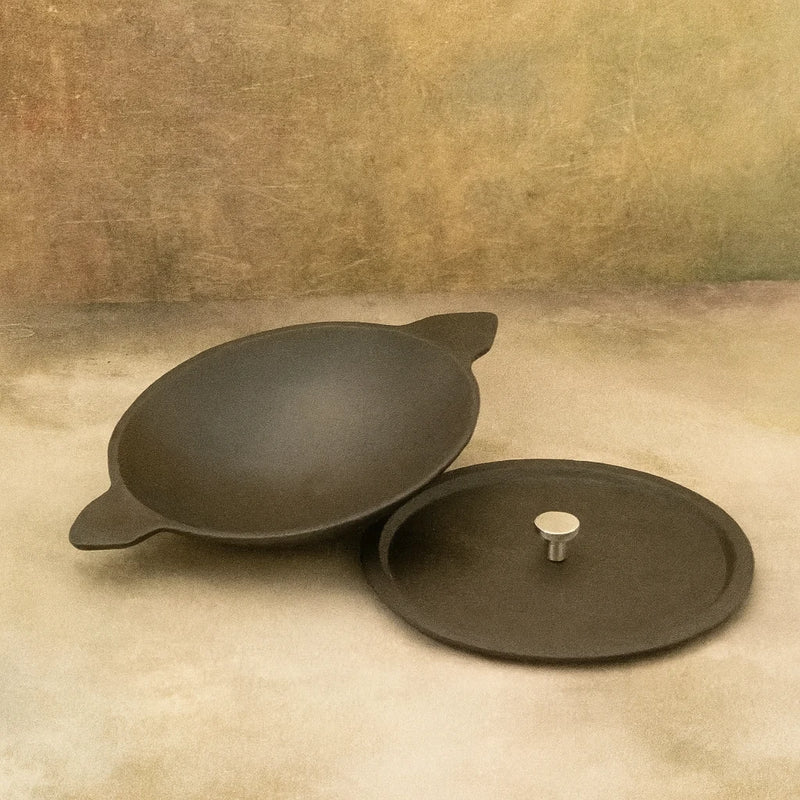 Ecocraft Cast Iron Appam Chatti with Lid – Traditional Palappam Pan