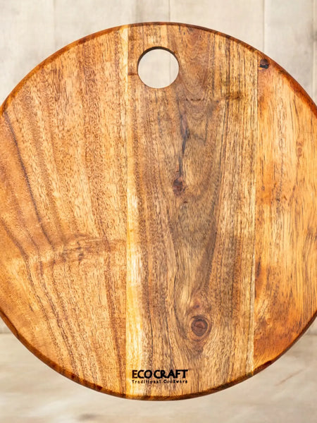 Ecocraft Handcrafted Acacia Wood Cutting Board – Round Base