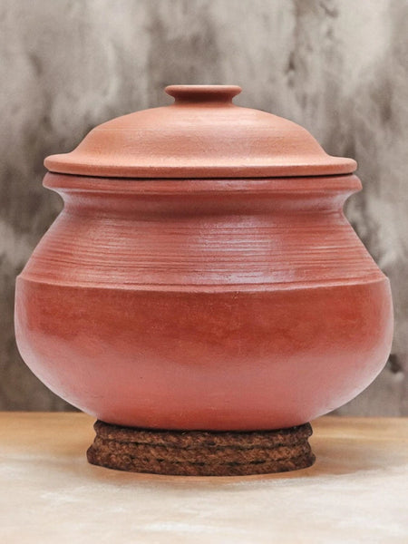 Ecocraft Red Clay Handi / Earthen Pot with Lid