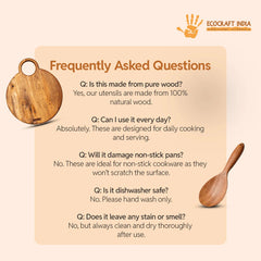 Ecocraft India 100% Natural Neem Wood Cooking & Serving Spoon Set – 7-Piece Spatula/Ladle Combo | Toxin-Free & Anti-Microbial