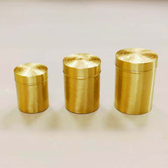 Handcrafted Brass Hammered Kitchen Storage Box Set of 3 | Brass Dabba for Flour, Spices, Pulses | Multipurpose Brass Container for Kitchen Storage