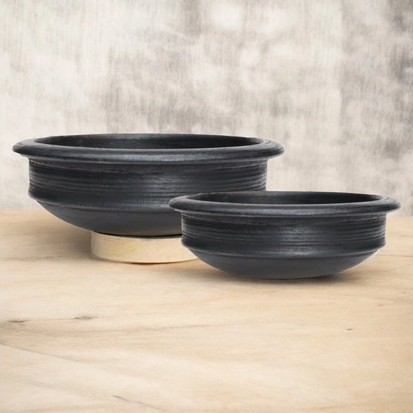 Ecocraft Black Clay Pot Combo Set of 2