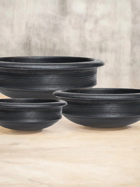 Ecocraft Black Clay Pot Combo (1,2,3 litres)