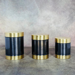 Handcrafted Brass Combo Set of 3 | Antique Finish Kitchen Storage Box | Brass Container | Brass Dabba for Flour, Spices & Pulses