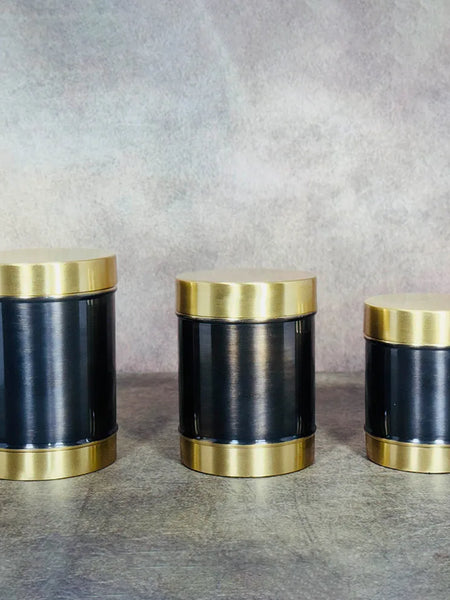 Handcrafted Brass Combo Set of 3 | Antique Finish Kitchen Storage Box | Brass Container | Brass Dabba for Flour, Spices & Pulses
