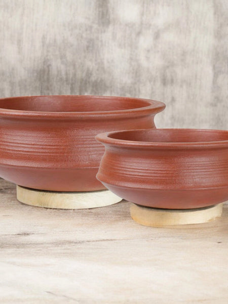 Ecocraft India Red Clay Biryani Handi & Pot Combo – Set of 2