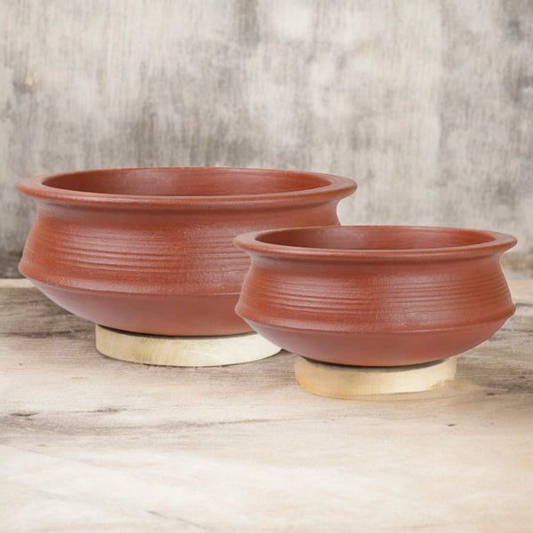 Ecocraft India Red Clay Biryani Handi & Pot Combo – Set of 2