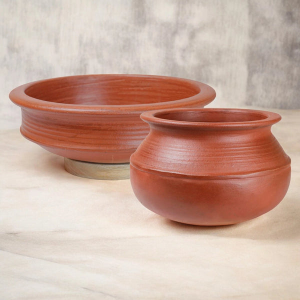 Ecocraft Red Clay Handi & Pot Combo –  Set of 2
