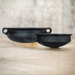 Ecocraft Black Clay Kadai & Pot Combo – Set of 2
