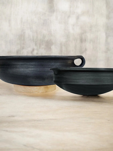 Ecocraft Black Clay Kadai & Pot Combo – Set of 2