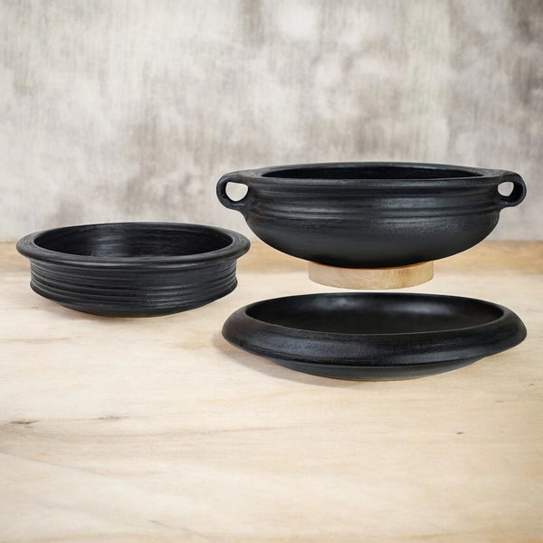 Ecocraft Black Clay Essentials – Pot, Kadai & Frypan Combo