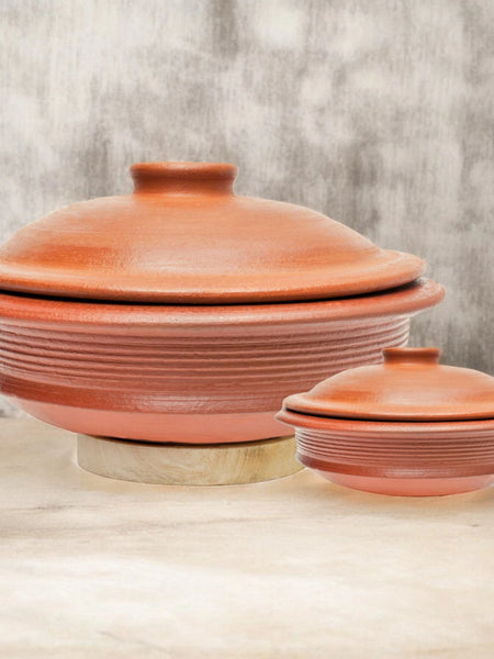 Ecocraft Red Clay Pot with Lid Combo – Set of 2