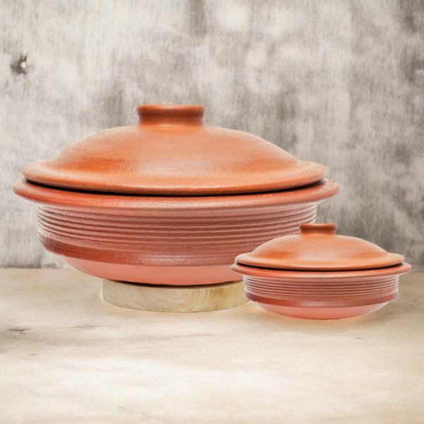 Ecocraft Red Clay Pot with Lid Combo – Set of 2