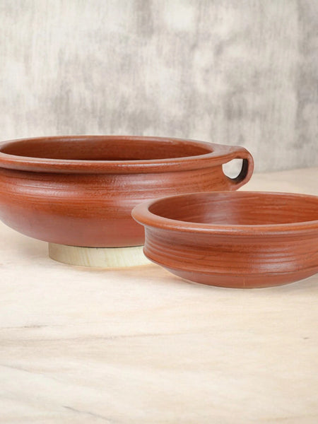 Ecocraft Red Clay Kadai & Pot Combo – Set of 2