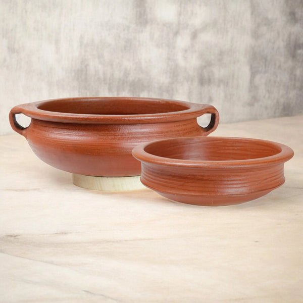 Ecocraft Red Clay Kadai & Pot Combo – Set of 2