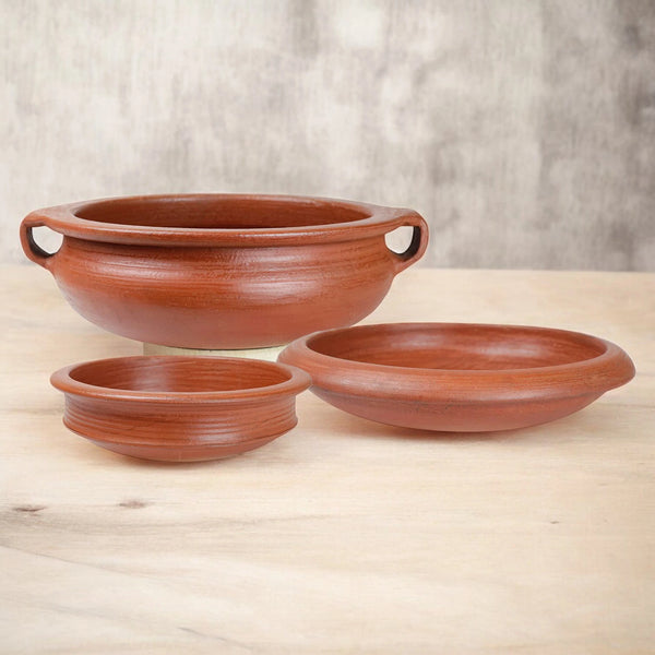 Ecocraft Red Clay Essentials – Pot, Kadai & Frypan Combo