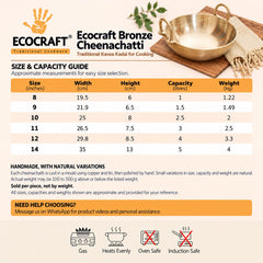 Ecocraft Bronze Cheenachatti – Traditional Kansa Kadai for Cooking