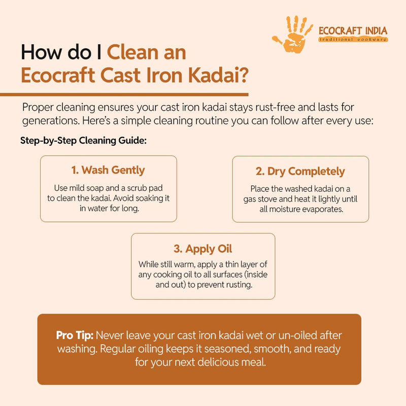 Ecocraft Cast Iron Appam Chatti with Lid – Traditional Palappam Pan