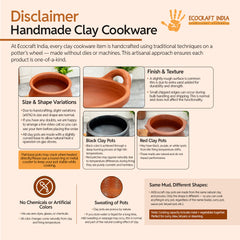 Ecocraft Black Clay Tawa / Frying Pan With Handle