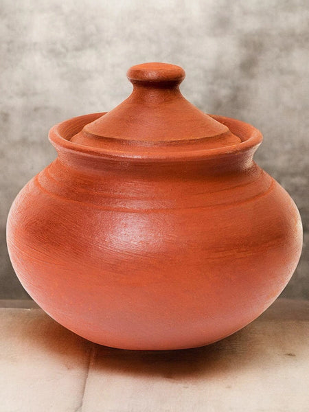 Ecocraft Red Clay Curd Pot with Lid – 1000 ML