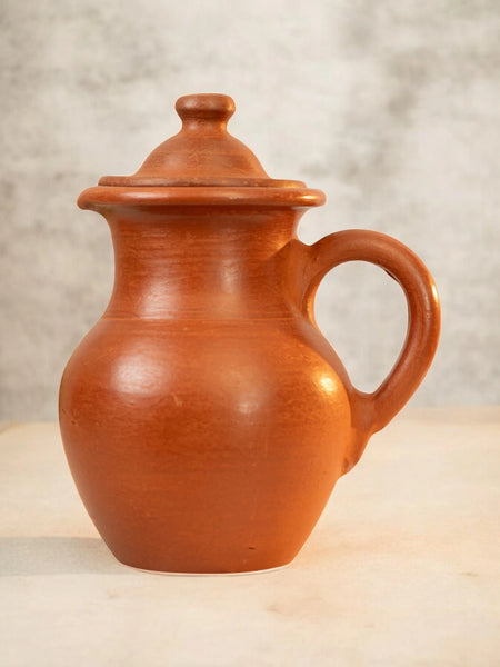 Ecocraft Red Clay Water Jug / Earthen Water Pot with Handle - 2.5 Litre