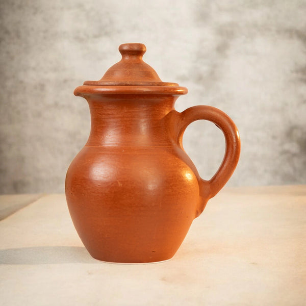 Ecocraft Red Clay Water Jug / Earthen Water Pot with Handle - 2.5 Litre