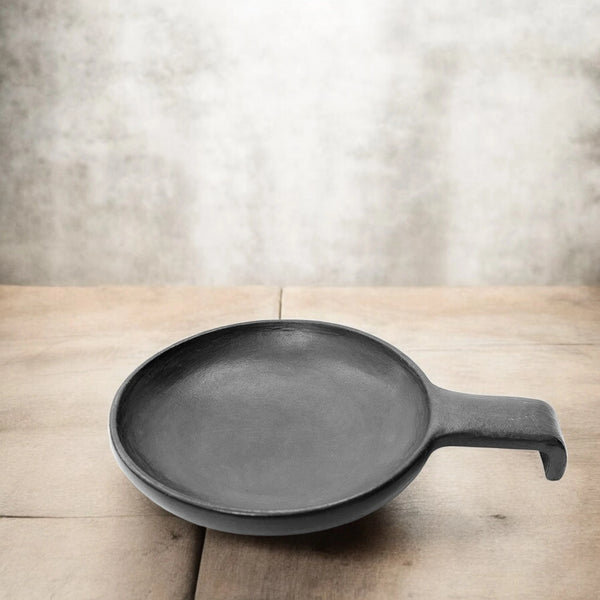 Ecocraft Black Clay Tawa / Frying Pan With Handle