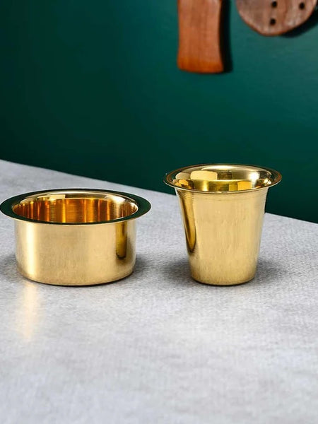 Premium Brass Tumbler & Davara Set - Polished Finish