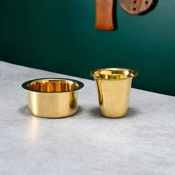 Premium Brass Tumbler & Davara Set - Polished Finish