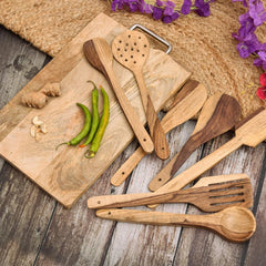 Ecocraft Sheesham Wood Spatula Set of 7 | Traditional Wooden Cooking Spoon