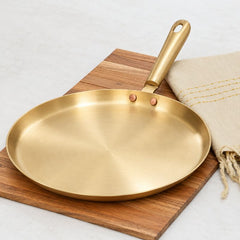 Ecocraft Bronze Tawa Pan with Long Handle – Traditional Flat Pan for Everyday Cooking