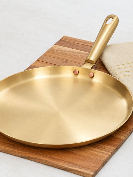 Ecocraft Bronze Tawa Pan with Long Handle – Traditional Flat Pan for Everyday Cooking