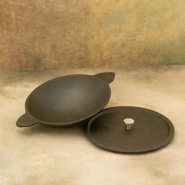 Ecocraft Cast Iron Appam Chatti with Lid – Traditional Palappam Pan