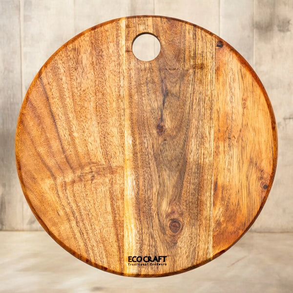 Ecocraft Handcrafted Acacia Wood Cutting Board – Round Base
