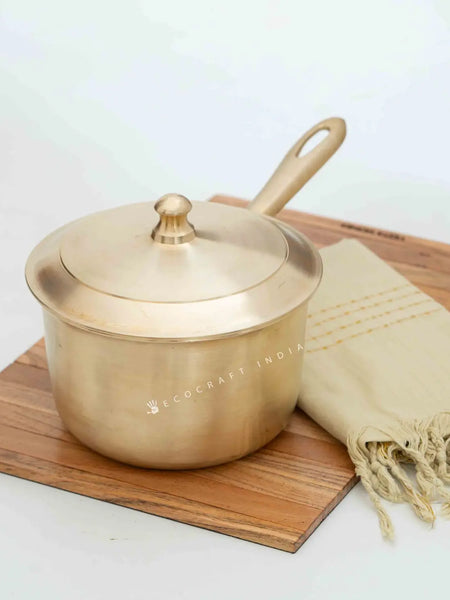 Ecocraft Kansa Milk Sauce Pan – With Lid for Healthy Cooking 1