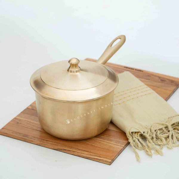 Ecocraft Kansa Milk Sauce Pan – With Lid for Healthy Cooking 1