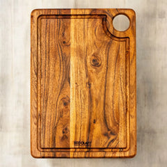 Ecocraft Natural Acacia Wood Serving Board – Rectangular with Groove
