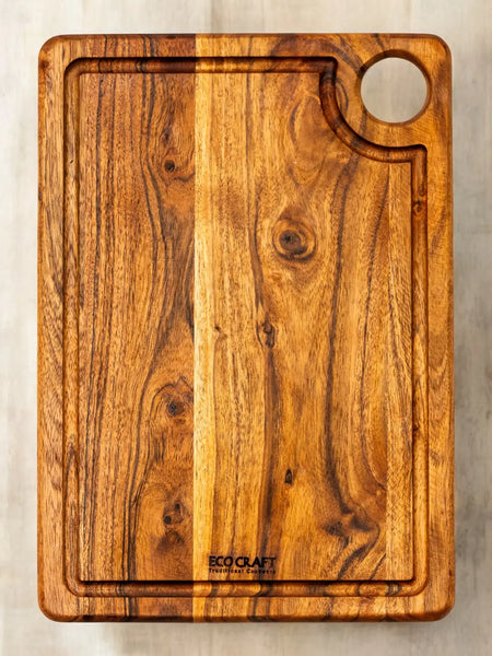 Ecocraft Natural Acacia Wood Serving Board – Rectangular with Groove