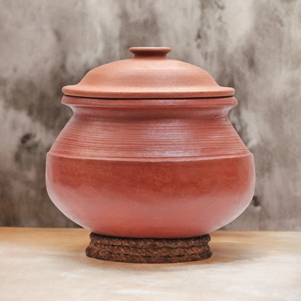 Ecocraft Red Clay Handi / Earthen Pot with Lid