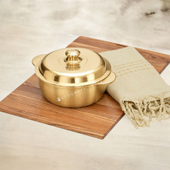 Traditional Feast Combo – Bronze Pana (Vengala Chatti), Bronze Serving Handi & Natural Wood Spoon
