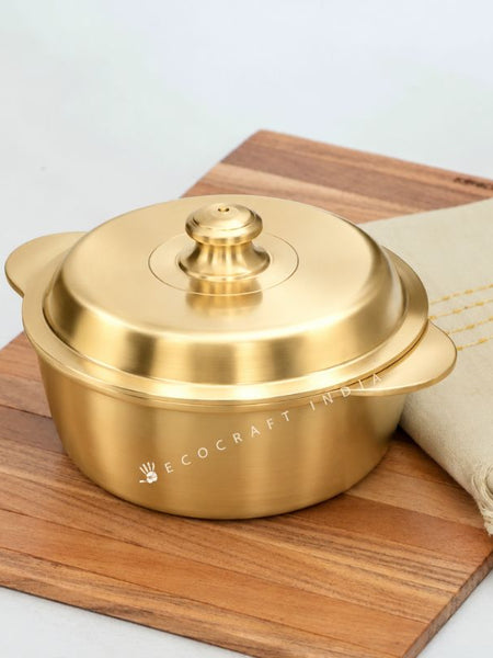 Ecocraft Bronze Handi Pot with Lid – Premium Traditional Cooking & Serveware