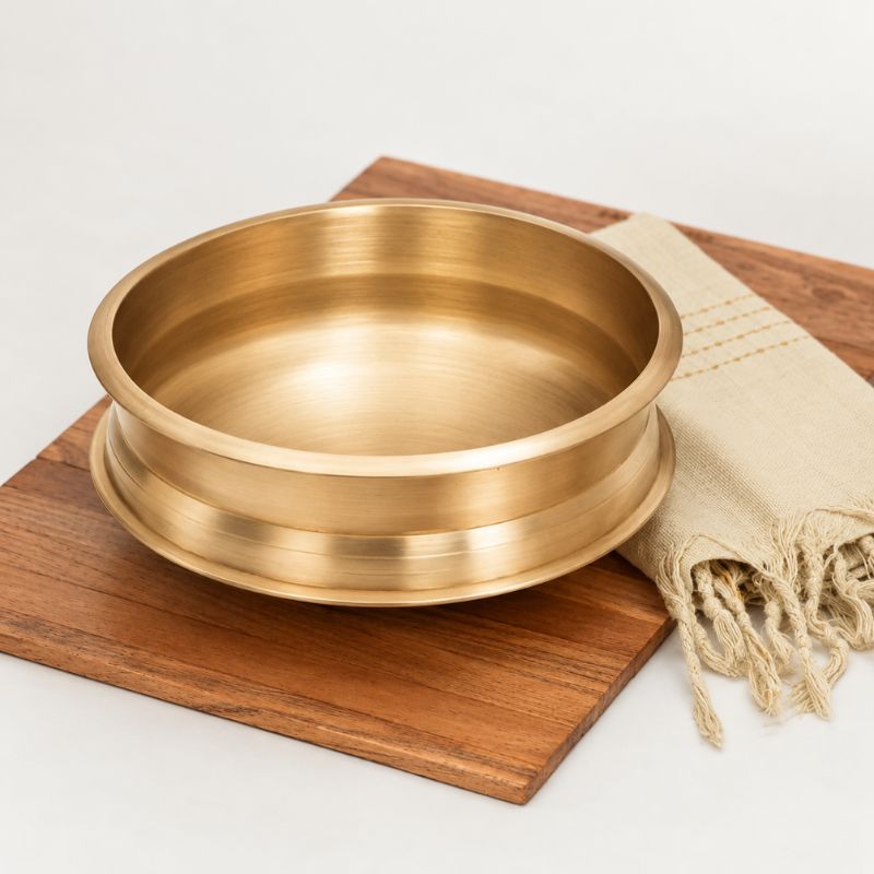 Handmade Bronze Uruli for Cooking – Flat Base | Ecocraft Traditional Cookware