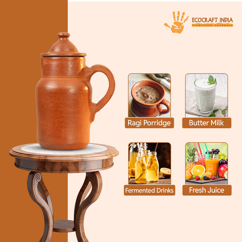 Ecocraft Clay Jug – Handmade Premium Model (1.5 Liters)